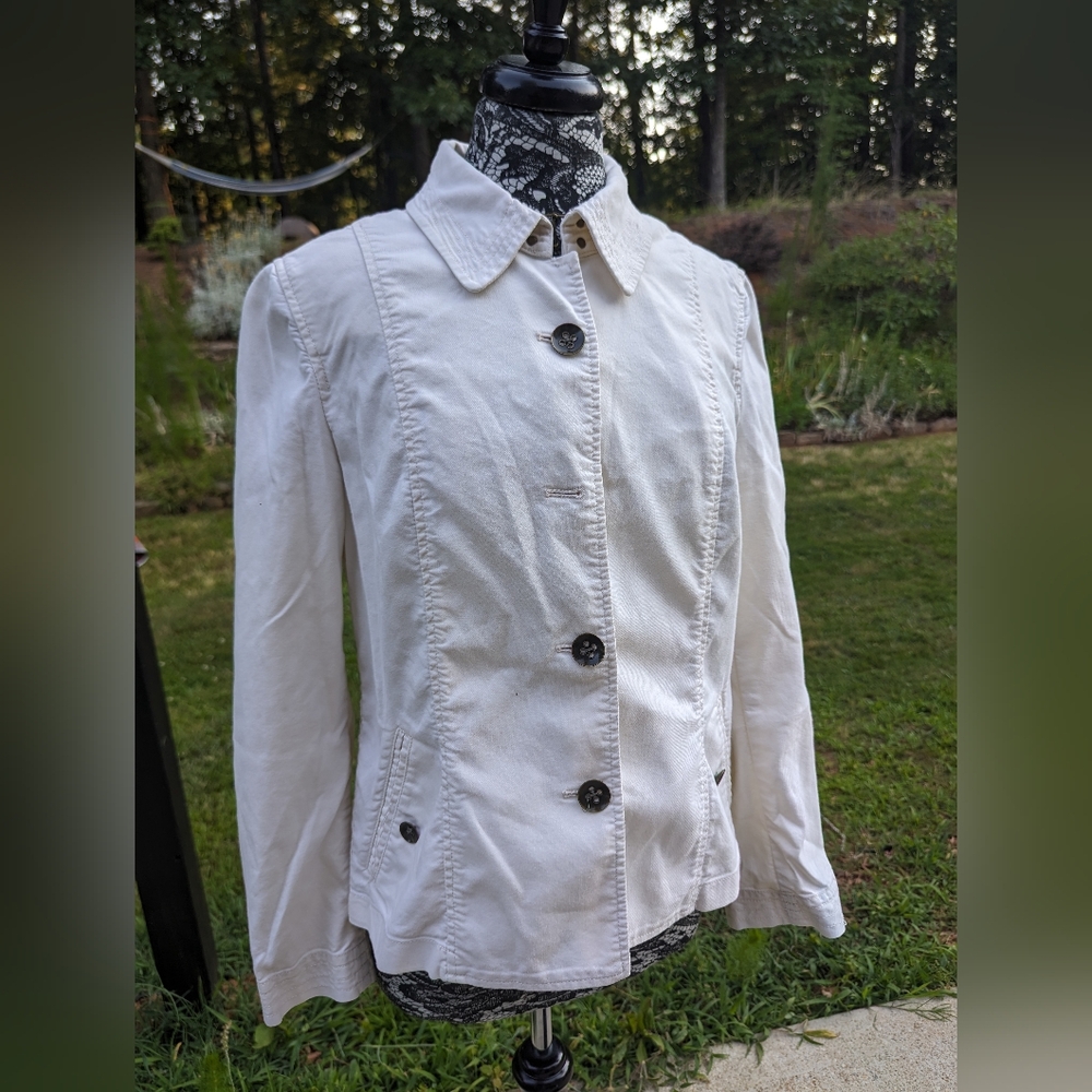 Talbots: Women's White/Ivory Twill Utility Jacket